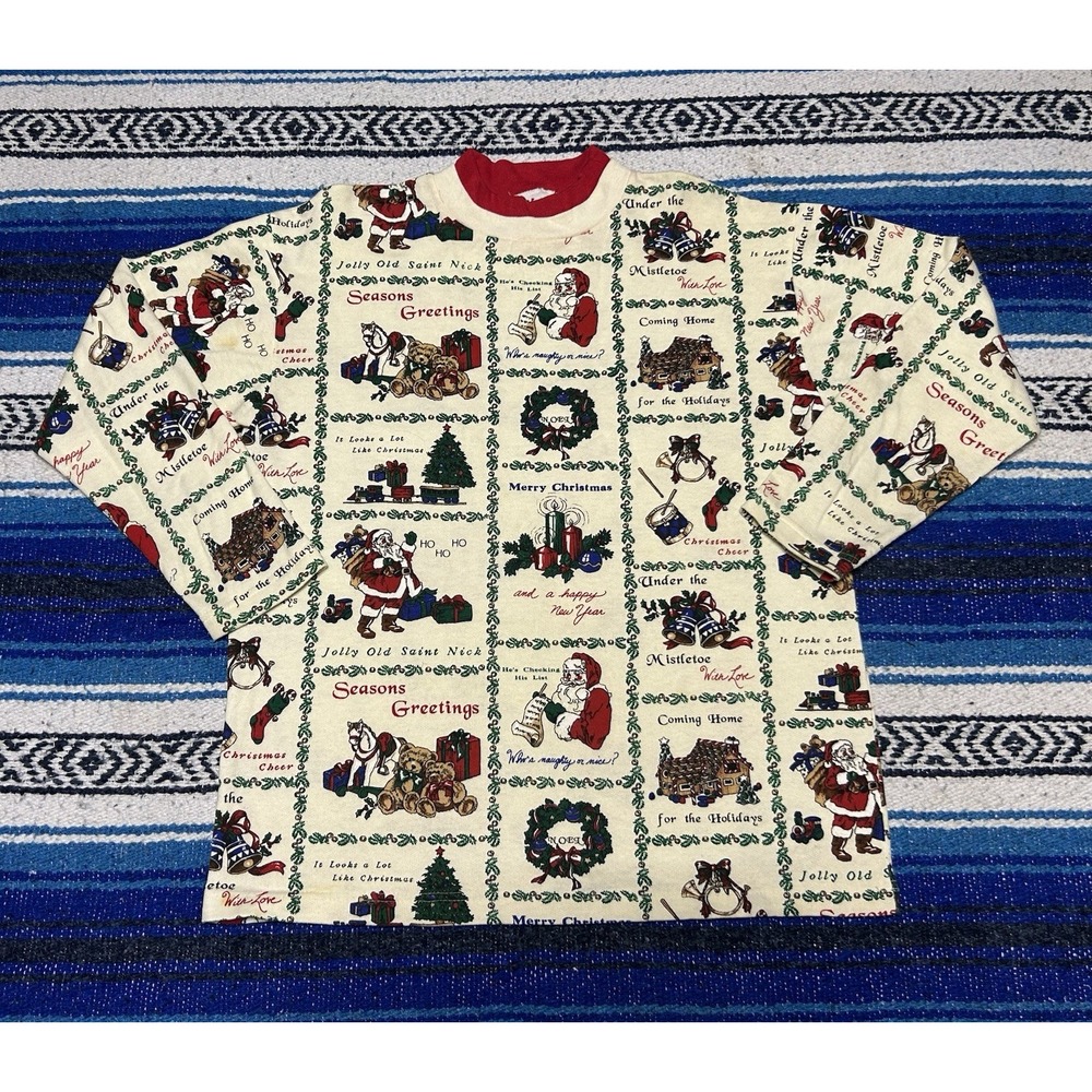 Vintage NutCracker Christmas Sweatshirt Women's Size Medium All Over Print Santa